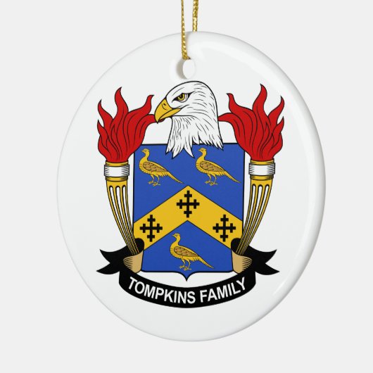 Tompkins Family Crest Keramisch Ornament (Links)