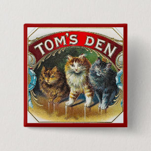 Toms Den Sigar Label Vierkante Button 5,1 Cm