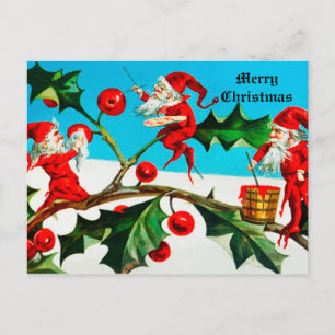 tomte- of kerstkleven die bessen schilderen briefkaart