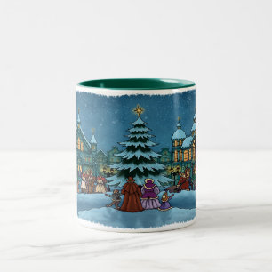 ton de la tasse deux de ville de Noël