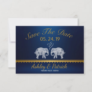 TON LOVE-Elephant Couple Indian Save the Date Kaart