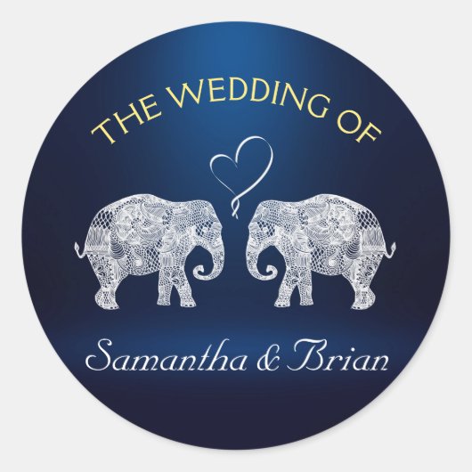TON LOVE | Elephant Night Light Wedding Custom Ronde Sticker (Voorkant)