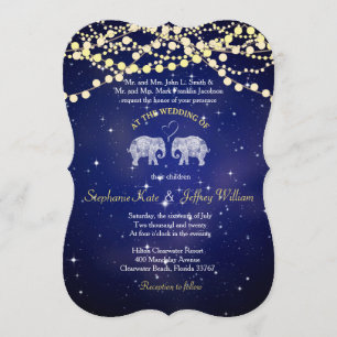 TON LOVE/Elephant Night Lights Wedding Invitting Kaart