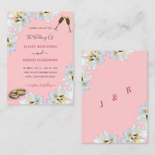 Ton Modèle blanc Lys rose Faire-part de mariage