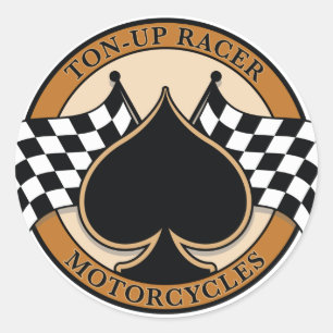 Ton-up racer motorfietsen ronde sticker