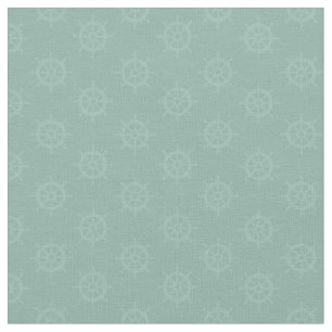 Tonaal schepenwiel op lichtgrijs turquoise stof