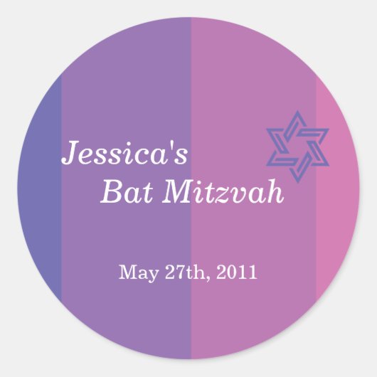 Tonal Paarse Bat Mitzvah sticker (Voorkant)