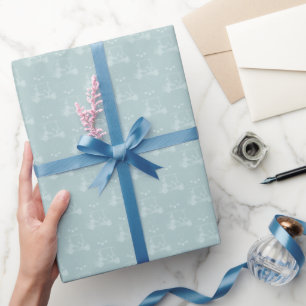 Tonale Golfkarren & Clubs op Pastelgrijs Cyaan Cadeaupapier