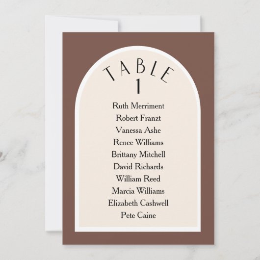 tonalité terre moderne arqué numéro de table plan  (Dos)