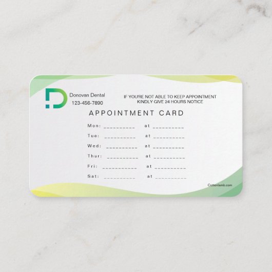 Tonalités vertes de carte de visite (Dos)