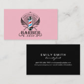 tondeuse | kapperszaak | Roze Visitekaartje (Voorkant / Achterkant)