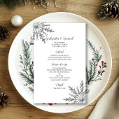 Tone Argent Snowflake Hiver Menu Mariage