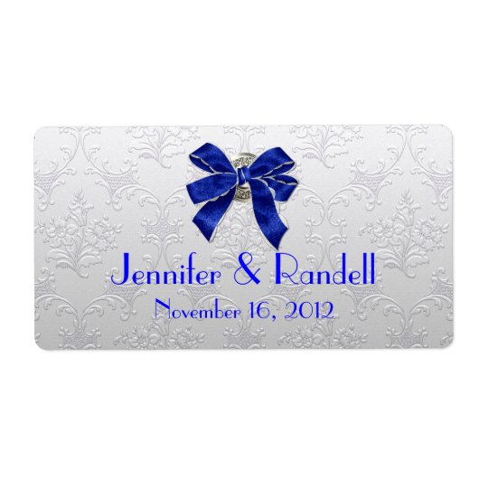 Tone d'argent sur mesure Damask Mini Étiquette bou (Devant)