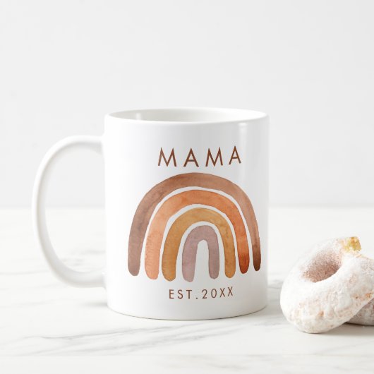 Tone Terme Boho Arc-en-ciel maman café Mug (Avec donut)