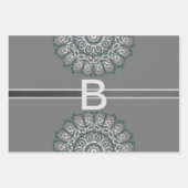 Toned Trendy Silver Gray Laced Monogram Inpakpapier Vel (Voorkant)