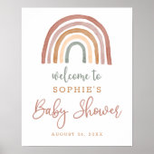 Tones Muted Boho Rainbow Baby shower Affiche de bi (Devant)