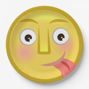 Tong Uit Emoji Grappig Onnozel Gezicht Papieren Bordje