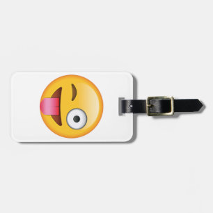 Tong uit met knipperend oog - Emoji Bagagelabel