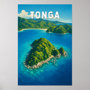Tonga Illustratie Reis Kunst Vintage Poster