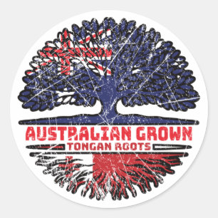 Tonga Tongan Australian Australia Tree Roots Flag Ronde Sticker