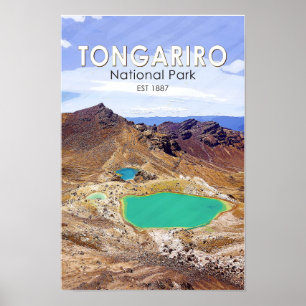 Tongariro National Park Nieuw-Zeeland Retro  Poster