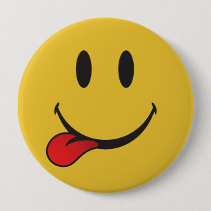 Tongemoji uitsteken ronde button 4,0 cm
