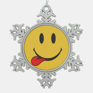 Tongemoji uitsteken tin sneeuwvlok ornament