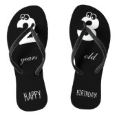 Tongs 23 ans HEUREUX ANNIVERSAIRE Imprimer mignon noir (Semelle)