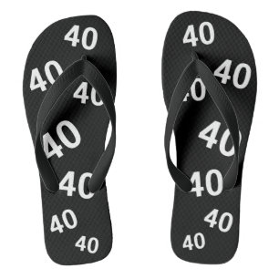 Tongs 40e anniversaire Gag noir et blanc Feuilles cadeau