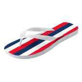 Tongs 4 juillet rouge blanc rayures bleu moderne (Incliné)