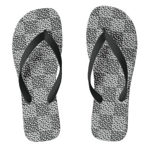 Tongs à damiers Amour en noir et blanc