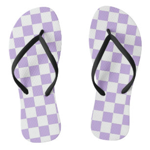 Tongs à damiers Lavande et blanc
