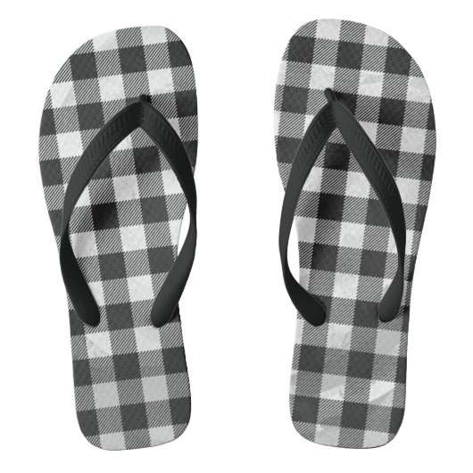 Tongs à damiers Plaid Noir Et Blanc (Semelle)