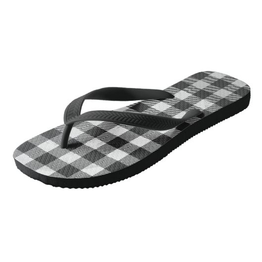 Tongs à damiers Plaid Noir Et Blanc (Incliné)
