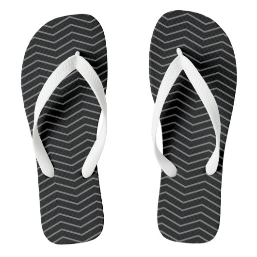 Tongs à motif ondulé zigzag noir gris (Semelle)