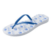 Tongs à semelles bleu clair et blanc avec patte (Incliné)