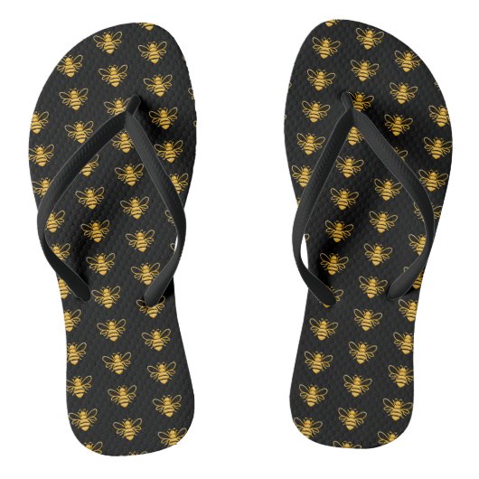 Tongs Abeille d'or en noir (Semelle)