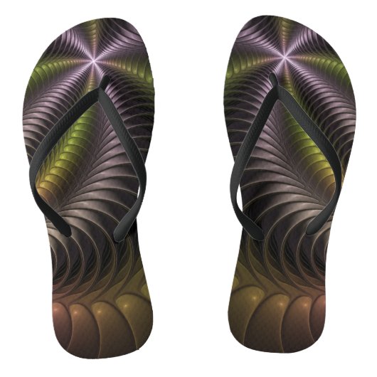 Tongs Abstrait brillant Trippy coloré 3D Fractal Art (Semelle)