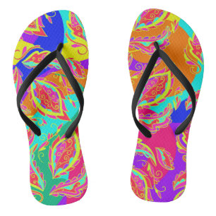 Tongs abstrait,couleur, motif, indien, mandala, rose,