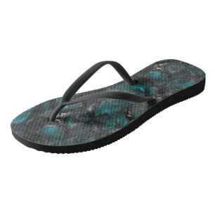 Tongs Abstrait de marbre turquoise et argent