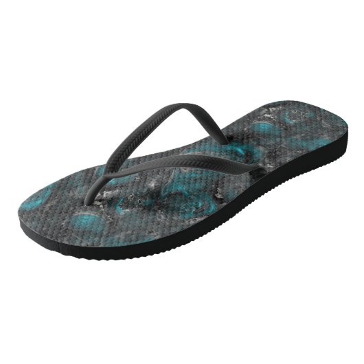 Tongs Abstrait de marbre turquoise et argent (Incliné)