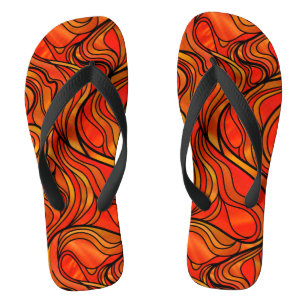 Tongs Abstrait en verre à fond psychédélique orange
