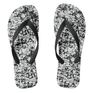 Tongs Abstrait géométrique noir et blanc