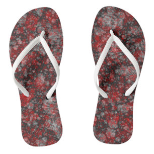 Tongs Abstrait géométrique rouge blanc et noir