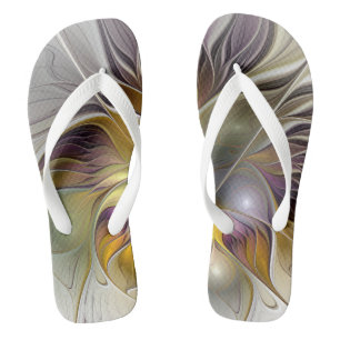 Tongs Abstrait Imaginaire coloré Fleur moderne Fractal