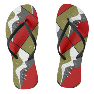 Tongs Abstrait, Moderne, Créatif, Feuilles Appliquées