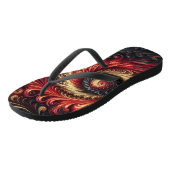 Tongs Abstrait Moderne Tourbillonnant Rouge, Noir et Or (Incliné)
