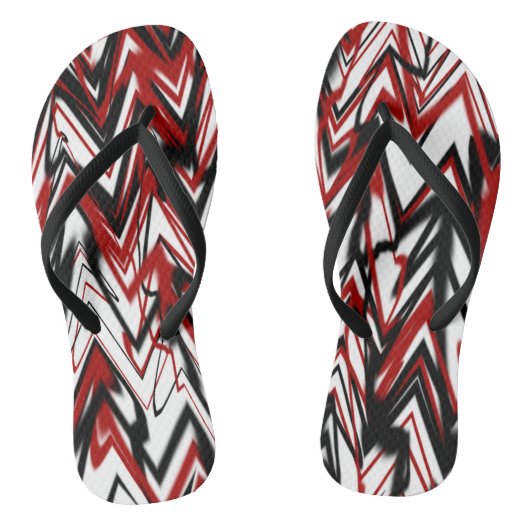 Tongs abstrait noir rouge et blanc (Semelle)