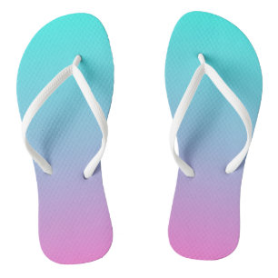 Tongs abstrait rose cinglé bleu turquoise ombre