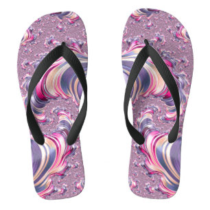Tongs Abstrait rose pourpre spirale fractale